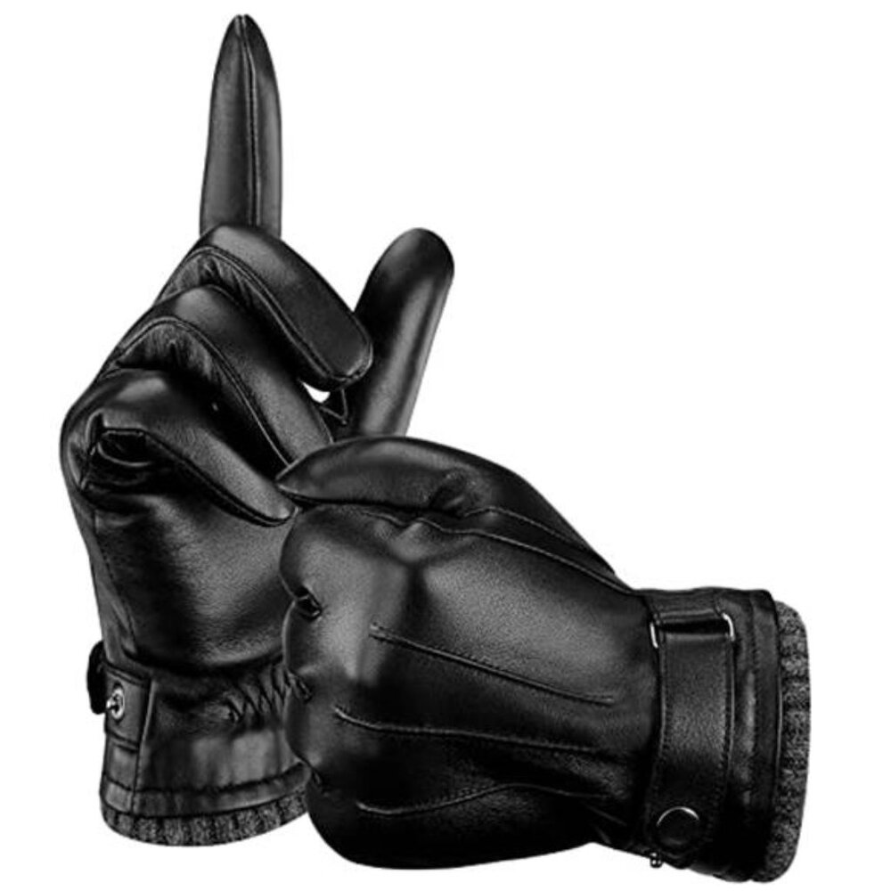 Mens Leather Gloves Winter Warm Touchscreen Sheepskin Cashmere Lined Gift